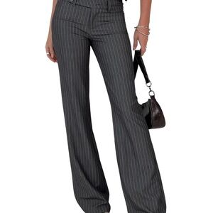 Princess Polly Black Pinstripe Flare Pants